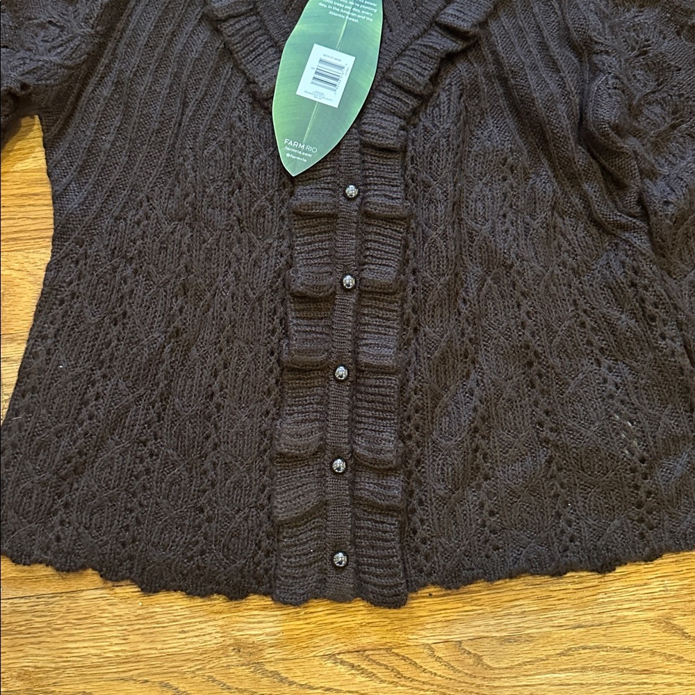 NWT FARM Rio Lace Stitch Knit Ruffles Cardigan - Picture 11 of 11